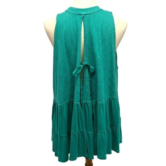 Free People Right On Time Vibrant Green Tiered Tunic Top Womens Small - Picture 10 of 15